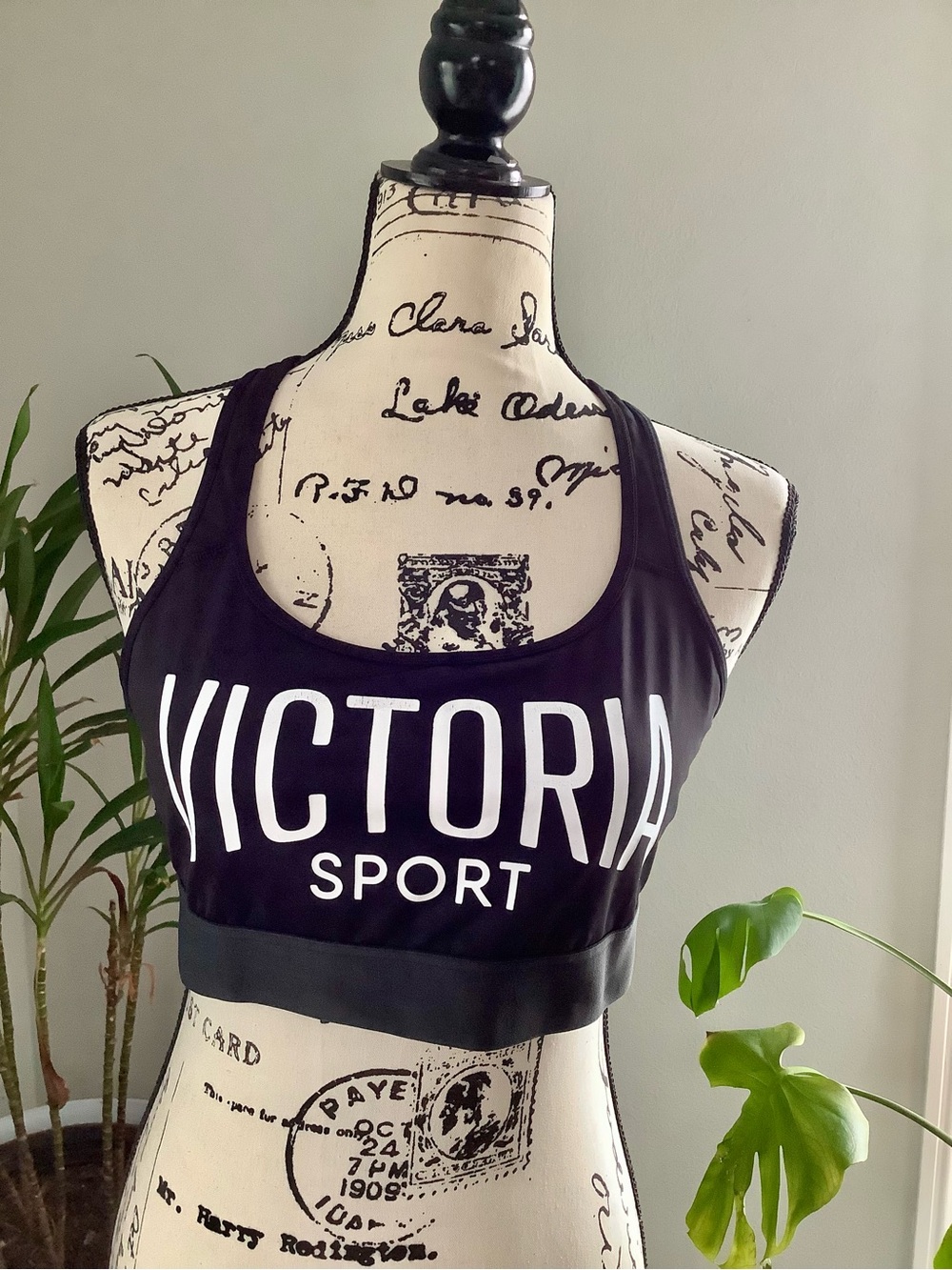 Victoria Sport Black Logo Racerback Sports Bra
